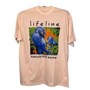 Vintage Life Line Hyacinth Blue Macaw Nature Tee Single Stitch Rachel Lockwood A